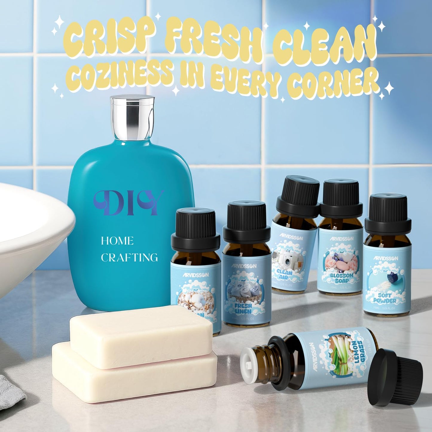 ARVIDSSON Clean Essential Oils Set – 6 x 10ml for Diffuser, Soap Making & Home Fragrance