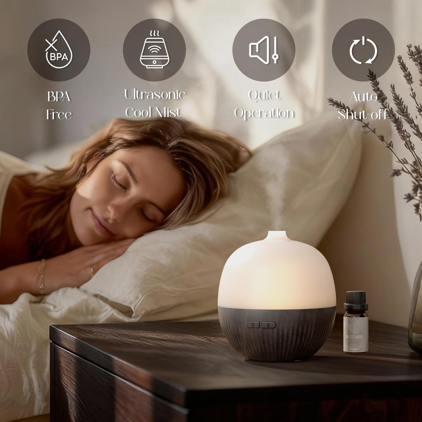 ARVIDSSON 100ml Essential Oil Diffuser - Ultrasonic Diffuser with Mood Light (Dark Wood)