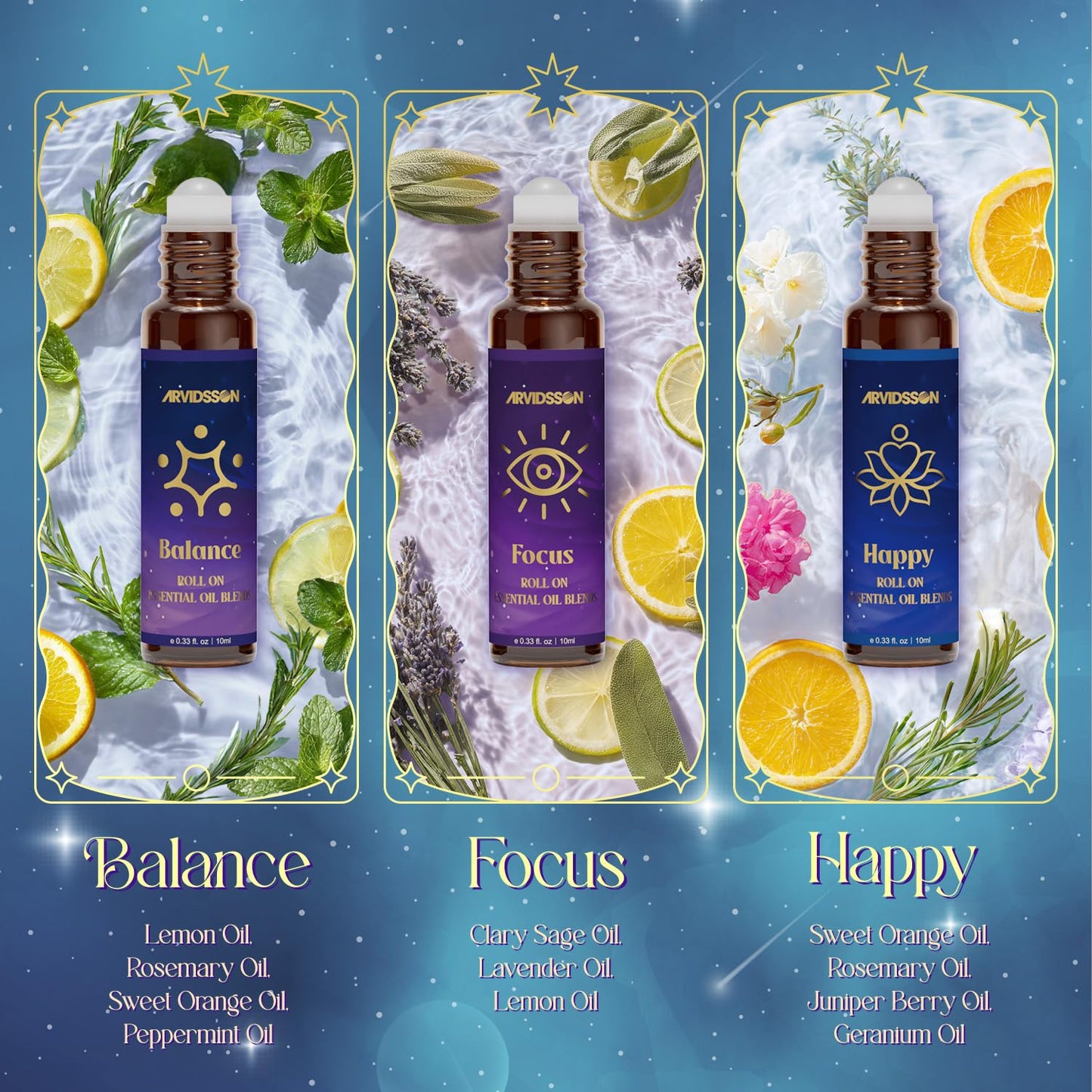 ARVIDSSON Essential Oils Roll On Set | Natural Aromatherapy