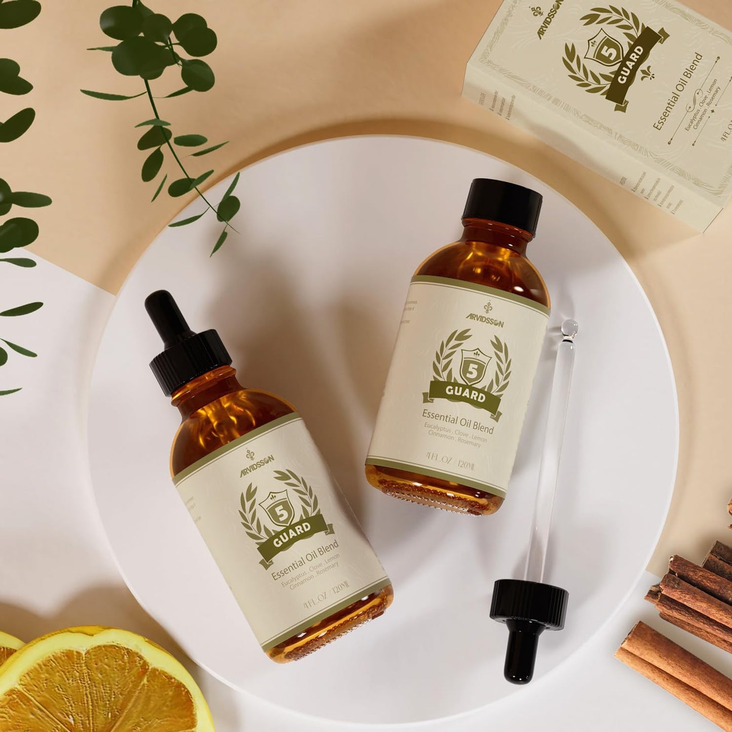 ARVIDSSON Five Guard Essential Oil Blend – 4 Fl Oz (120 ml) | Clove, Eucalyptus, Lemon, Cinnamon & Rosemary