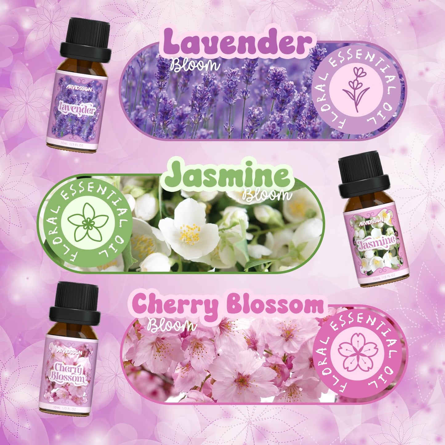 ARVIDSSON Floral Essential Oils – Lavender, Jasmine, Rose & More