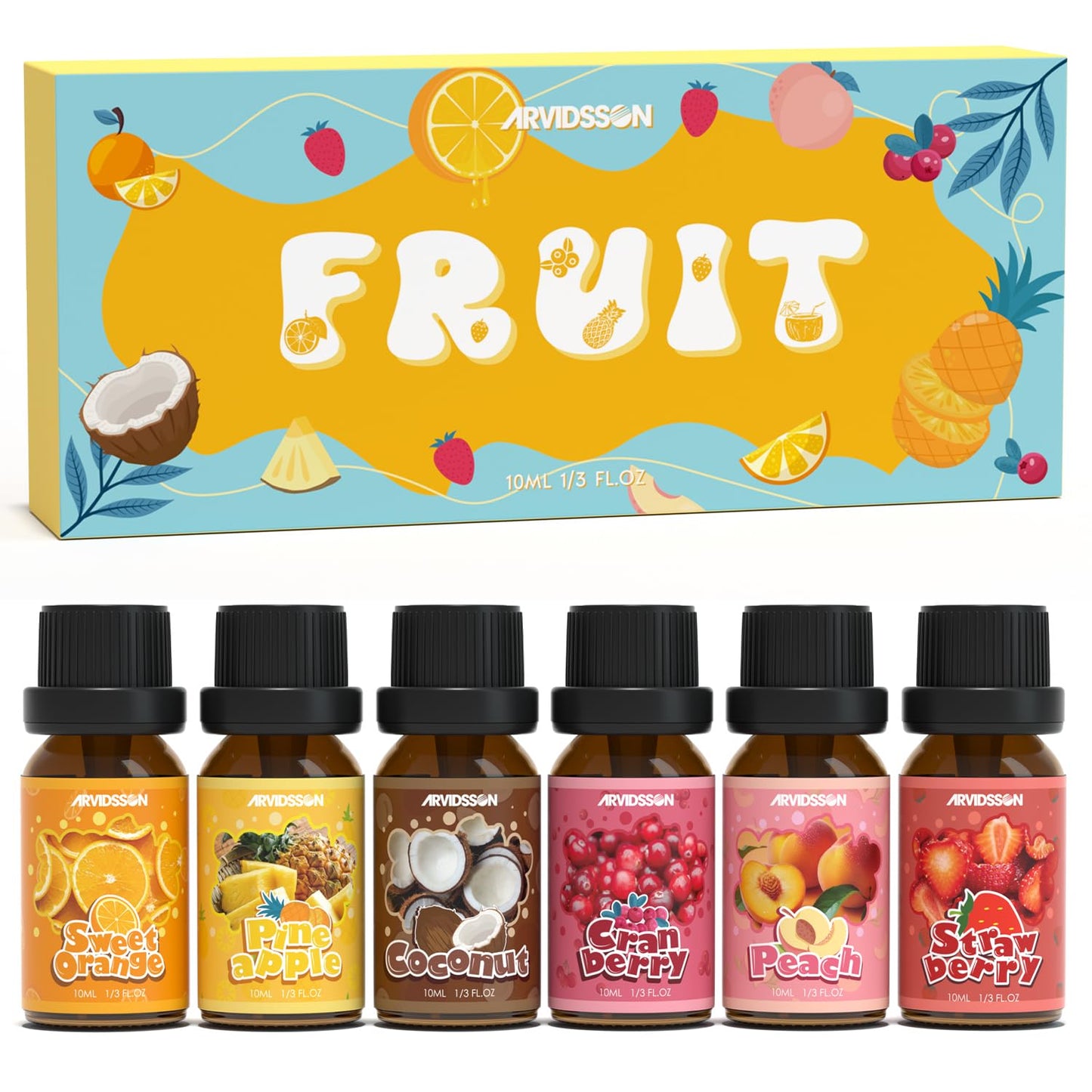ARVIDSSON Fruits Essential Oils Set | Natural Fruity Fragrance Oils for Candle & Soap Making