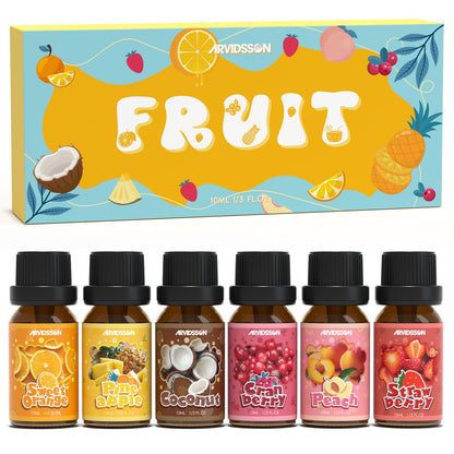 ARVIDSSON Fruits Essential Oils Set | Natural Fruity Fragrance Oils for Candle & Soap Making
