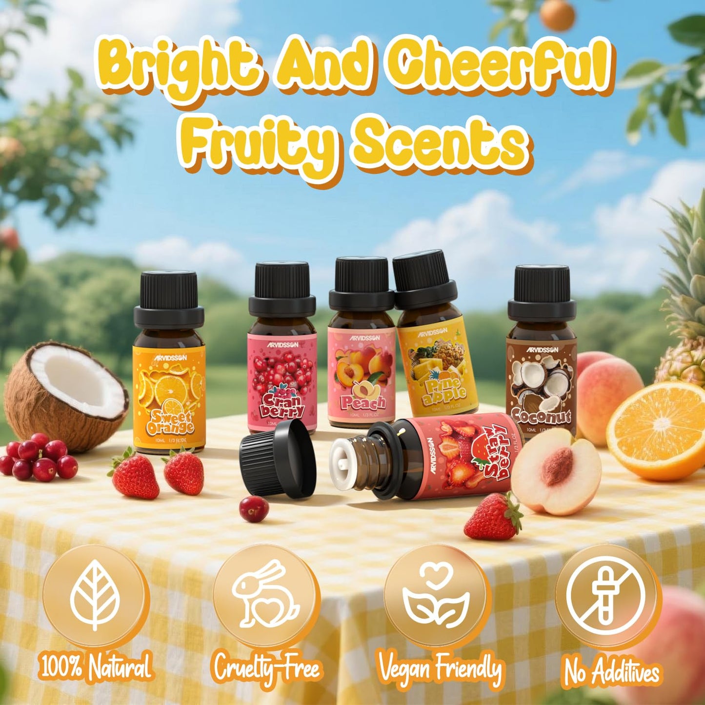 ARVIDSSON Fruits Essential Oils Set | Natural Fruity Fragrance Oils for Candle & Soap Making