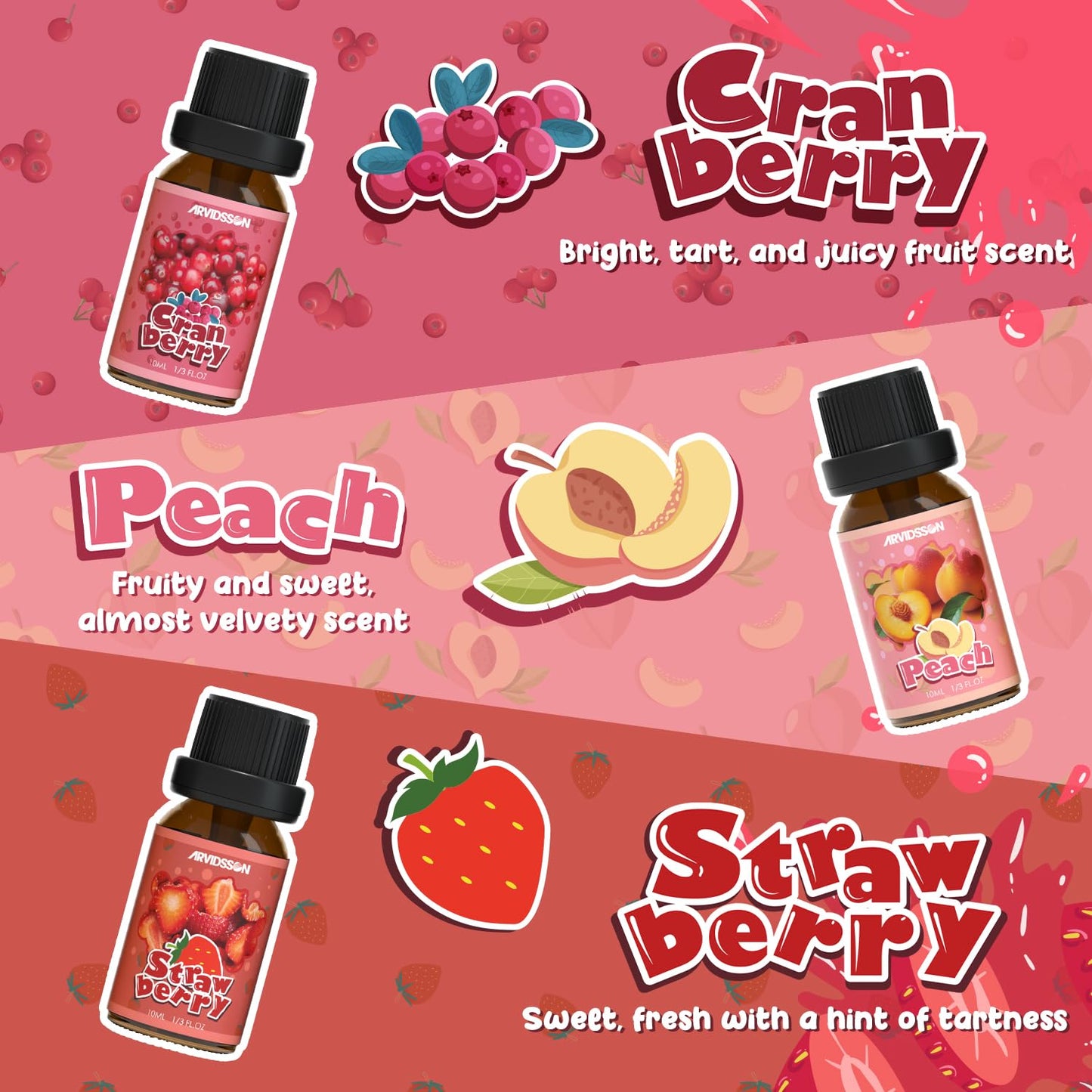 ARVIDSSON Fruits Essential Oils Set | Natural Fruity Fragrance Oils for Candle & Soap Making