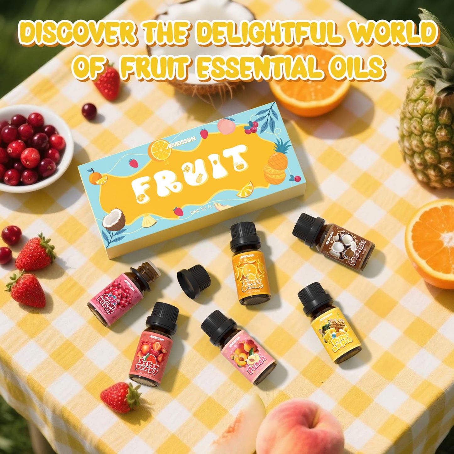 ARVIDSSON Fruits Essential Oils Set | Natural Fruity Fragrance Oils for Candle & Soap Making