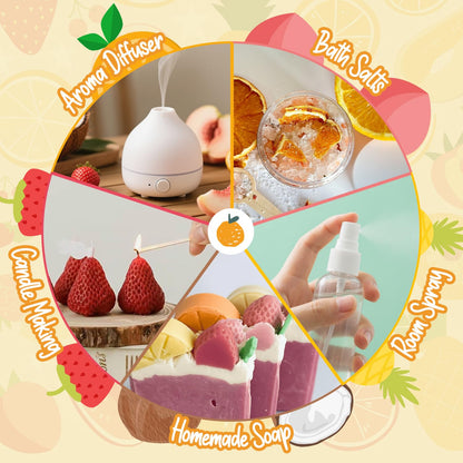 ARVIDSSON Fruits Essential Oils Set | Natural Fruity Fragrance Oils for Candle & Soap Making