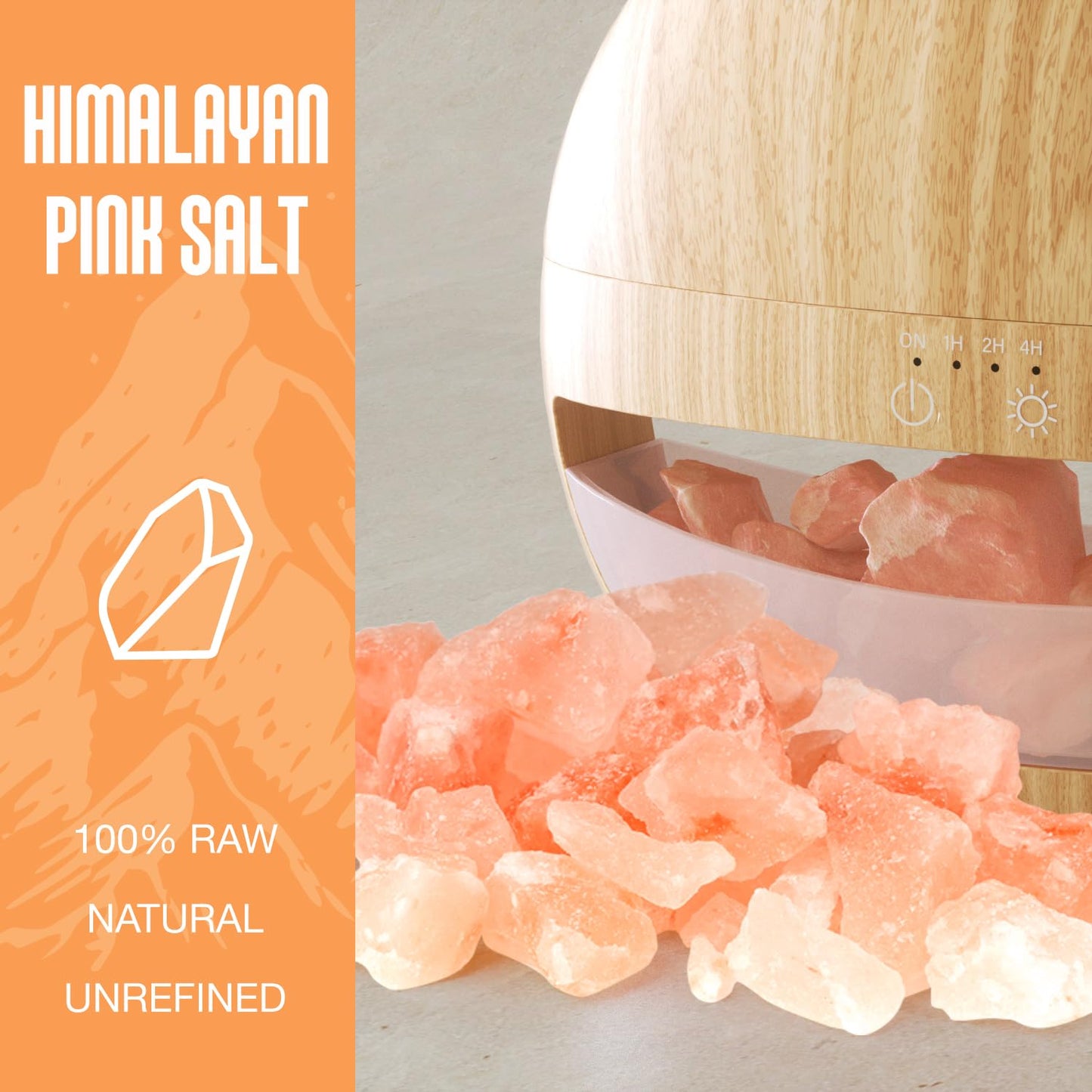 ARVIDSSON Himalayan Salt Lamp Diffuser – Essential Oil Ultrasonic Humidifier (Wood Grain)