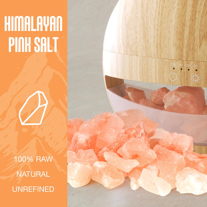 ARVIDSSON Himalayan Salt Lamp Diffuser – Essential Oil Ultrasonic Humidifier (Wood Grain)
