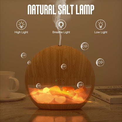 ARVIDSSON Himalayan Salt Lamp Diffuser – Essential Oil Ultrasonic Humidifier (Wood Grain)