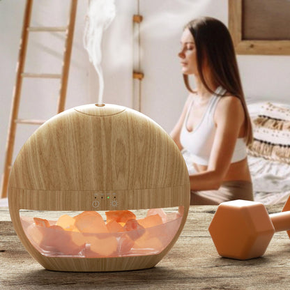 ARVIDSSON Himalayan Salt Lamp Diffuser – Essential Oil Ultrasonic Humidifier (Wood Grain)