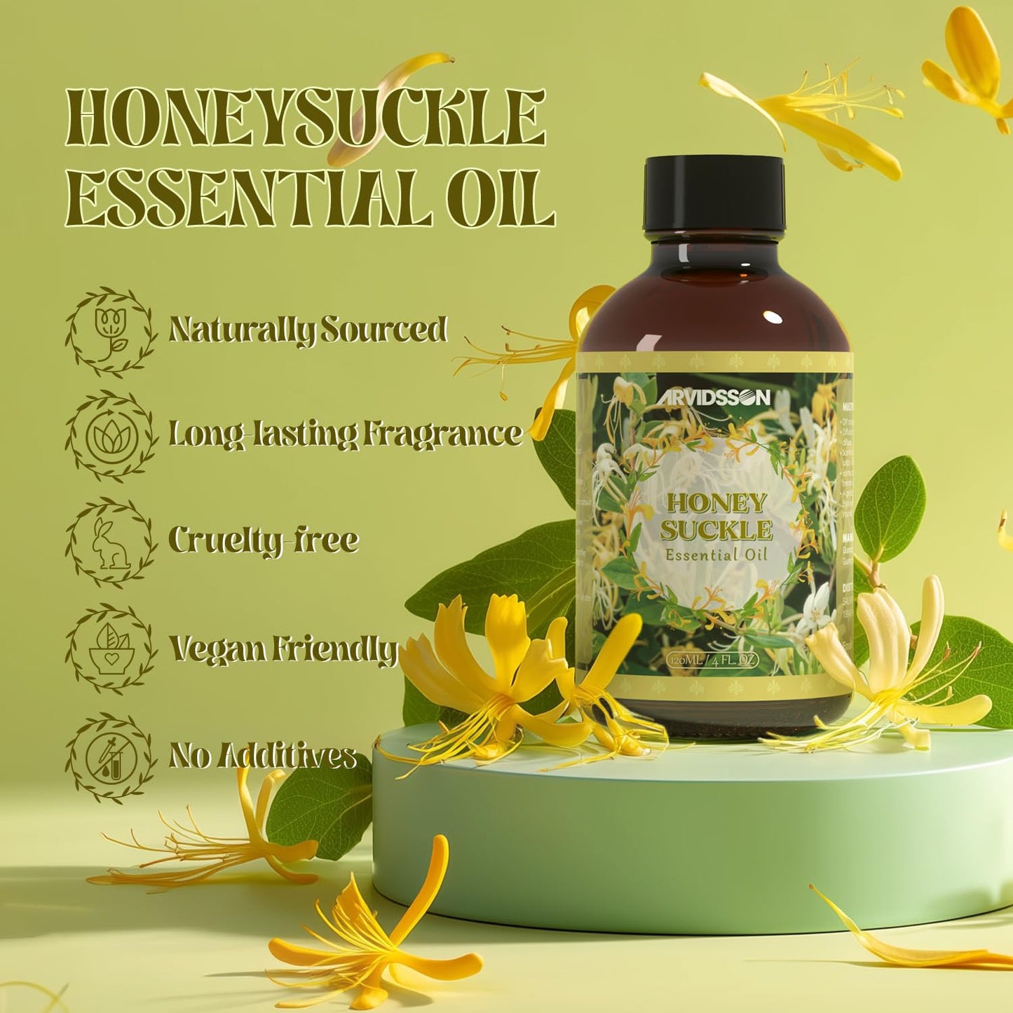 ARVIDSSON Honeysuckle Essential Oil 4 Fl Oz (120ml) - Pure & Natural