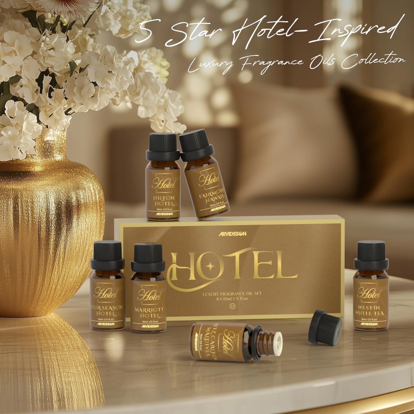 ARVIDSSON Hotel Diffuser Oils Gift Set – 7 Luxury Hotel-Inspired Fragrances