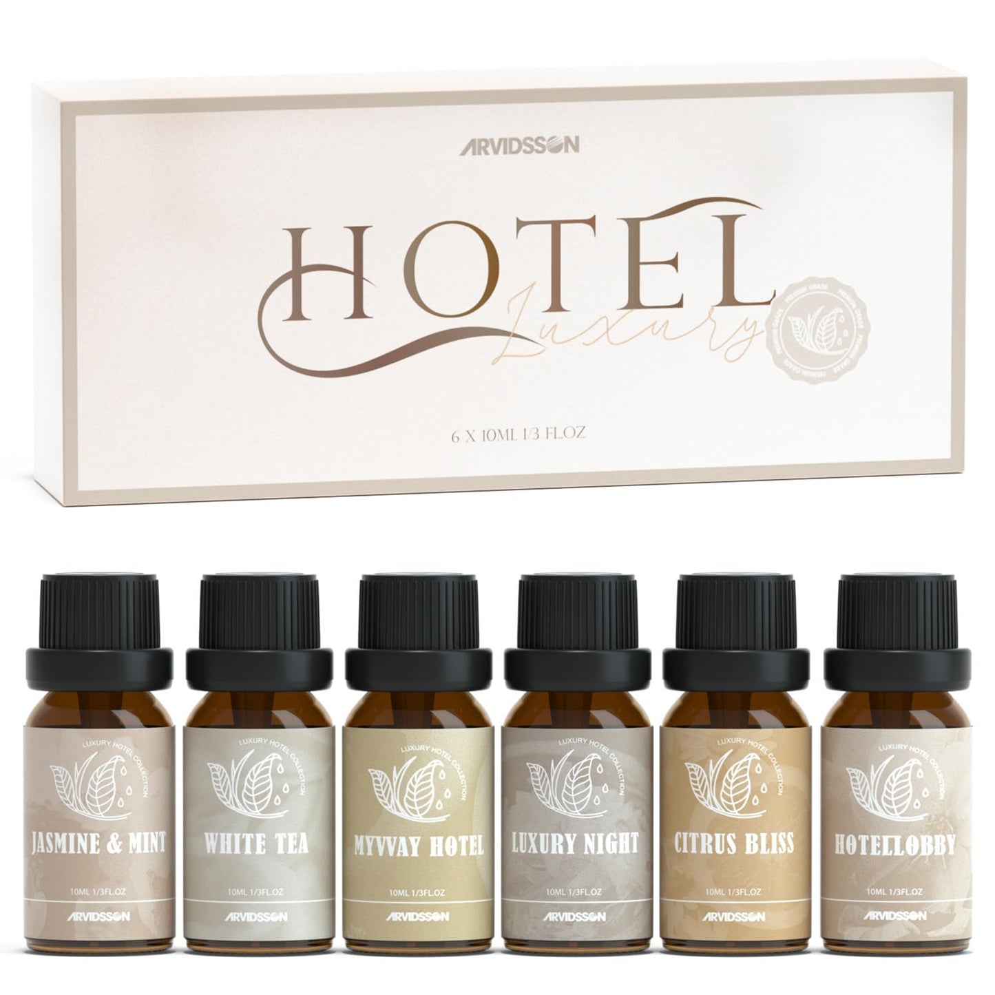 ARVIDSSON Hotel Diffuser Oils Gift Set | Luxury Hotel Scent Oils for Diffusers – Jasmine & Mint, White Tea, Citrus Bliss