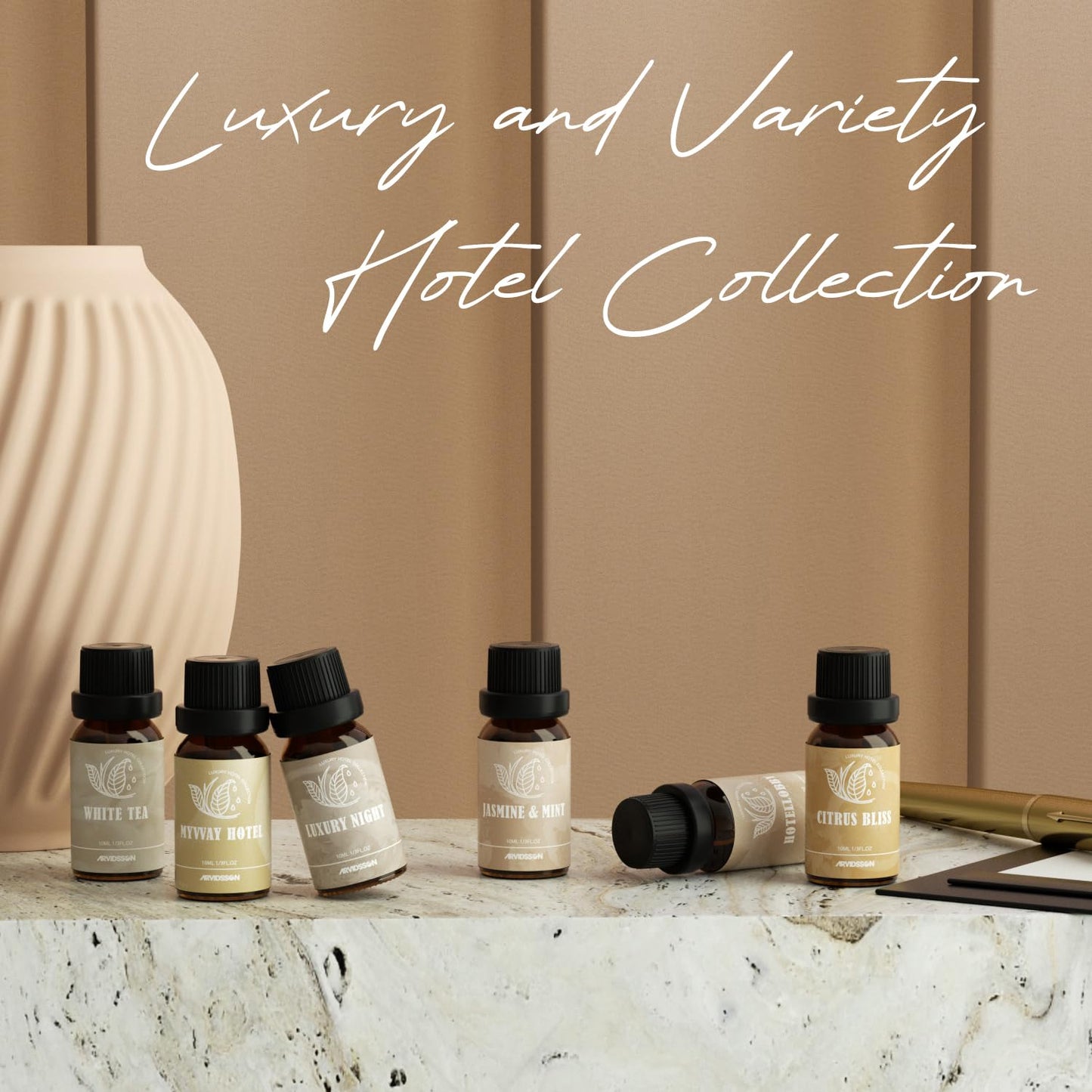 ARVIDSSON Hotel Diffuser Oils Gift Set | Luxury Hotel Scent Oils for Diffusers – Jasmine & Mint, White Tea, Citrus Bliss