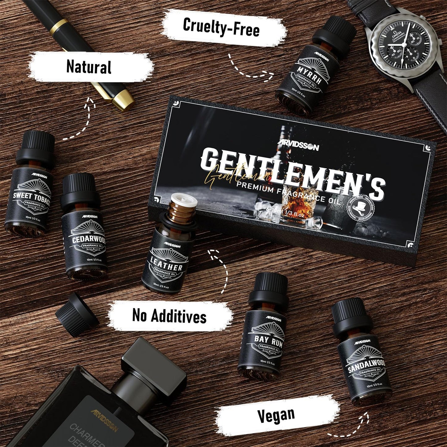 ARVIDSSON Masculine Essential Oils – Sandalwood, Cedarwood & Leather for Men