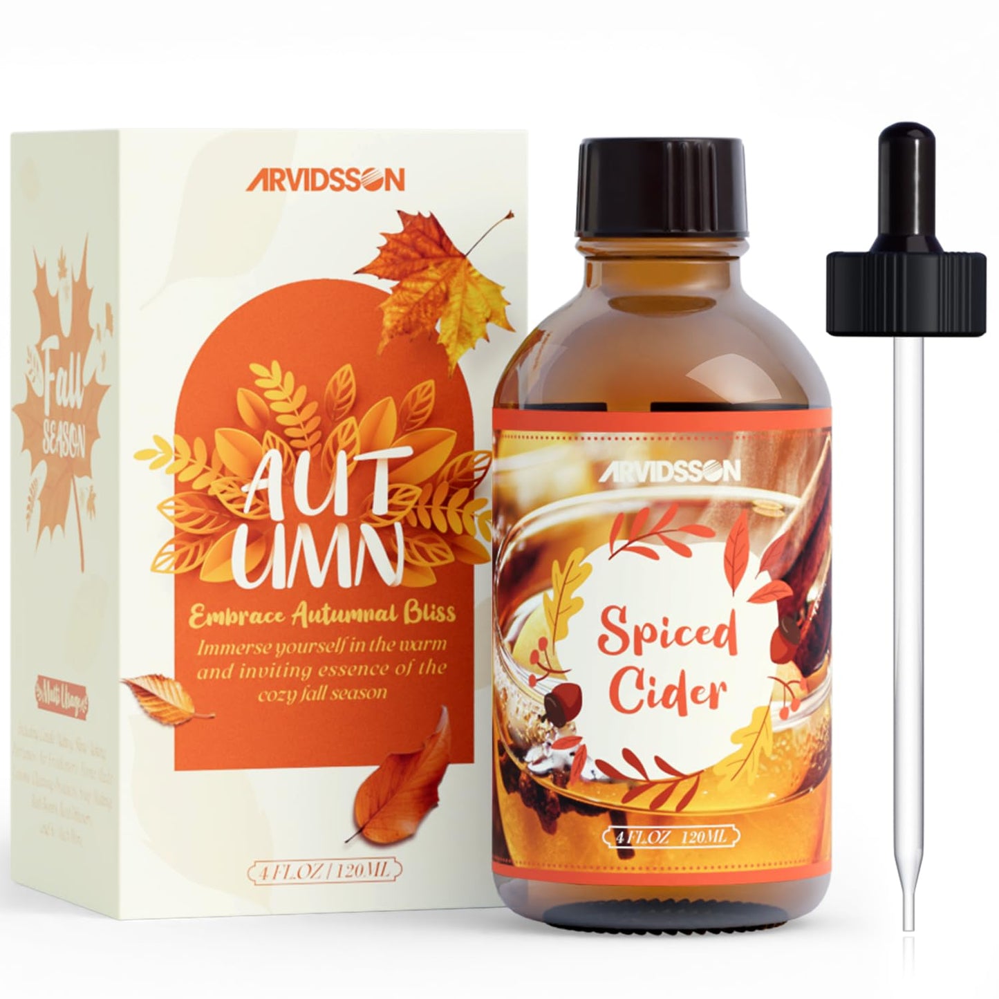 ARVIDSSON Spiced Cider Fragrance Oil 4 Fl Oz | Natural Autumn Aromas