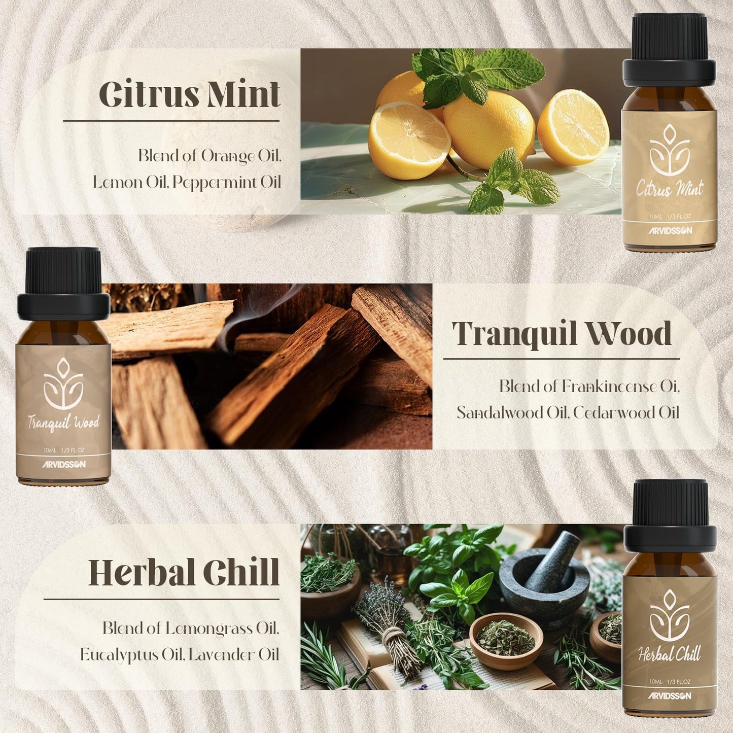 ARVIDSSON Zen Essential Oils Set – Relaxing Diffuser Oils for Home