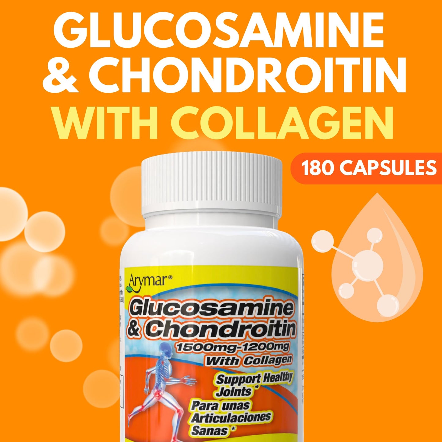 ARYMAR Glucosamine & Chondroitin with Collagen – 180 Capsules