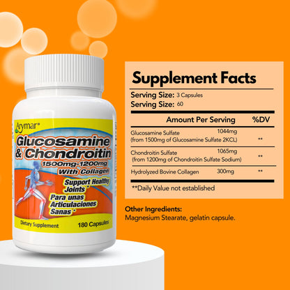 ARYMAR Glucosamine & Chondroitin with Collagen – 180 Capsules