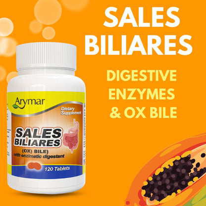 Arymar Sales Biliares Ox Bile with Digestive Enyzmes 120 Tablets