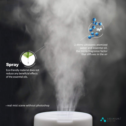 ASAKUKI 300ml Essential Oil Diffuser - 5-in-1 Quiet Humidifier with 7 LED Colors | Light Brown