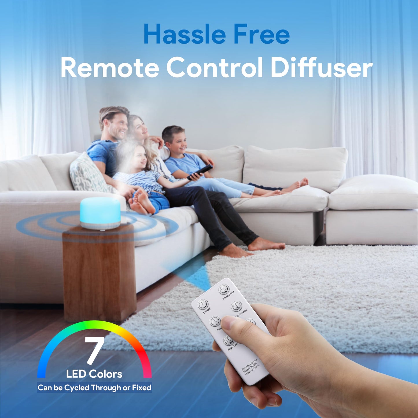 ASAKUKI 500ml Premium Essential Oil Diffuser with Remote Control | 5-in-1 Ultrasonic Humidifier (White)