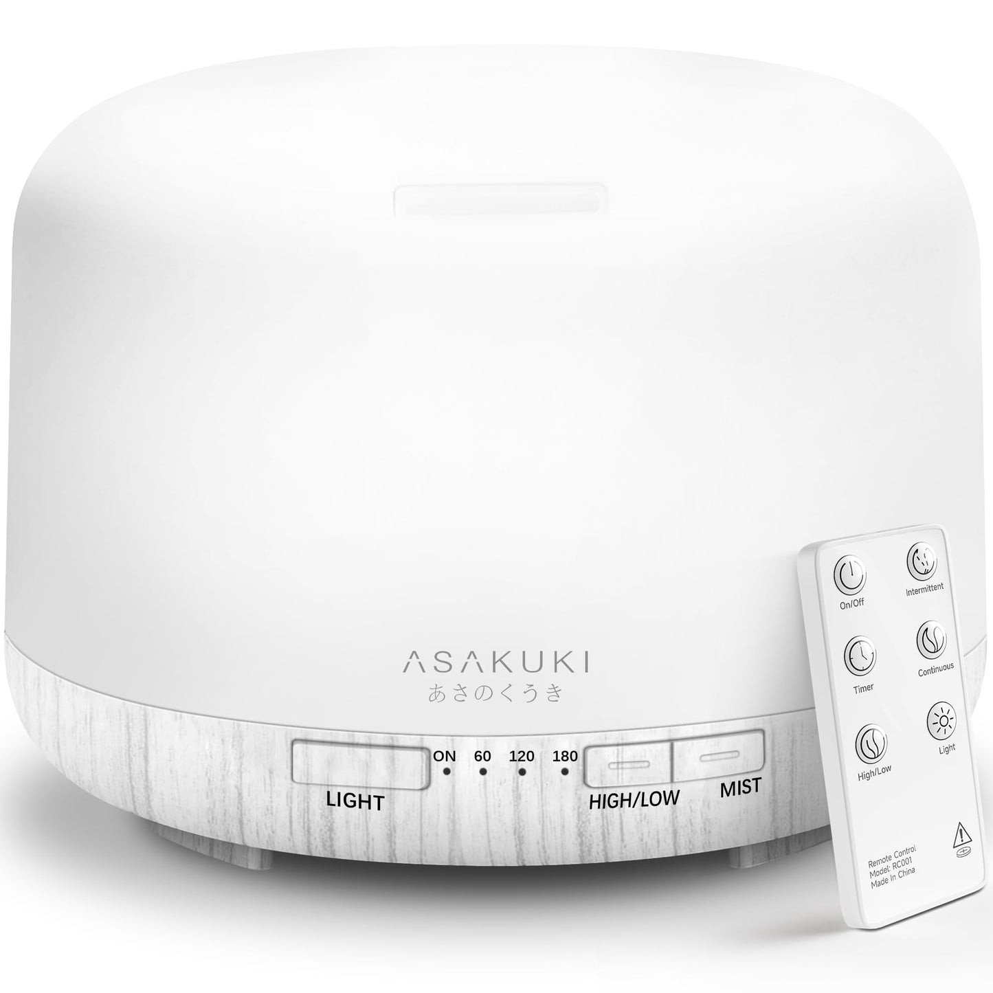 ASAKUKI 500ml Premium Essential Oil Diffuser with Remote Control | 5-in-1 Ultrasonic Humidifier (White)
