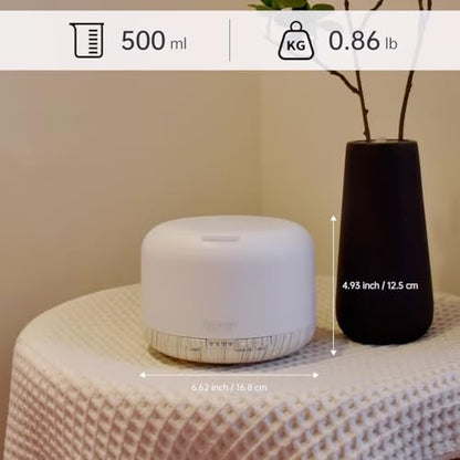 ASAKUKI 500ml Premium Essential Oil Diffuser with Remote Control | 5-in-1 Ultrasonic Humidifier (White)