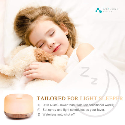 ASAKUKI Smart Wi-Fi Essential Oil Diffuser – 500ml, Alexa & App Control, Gold
