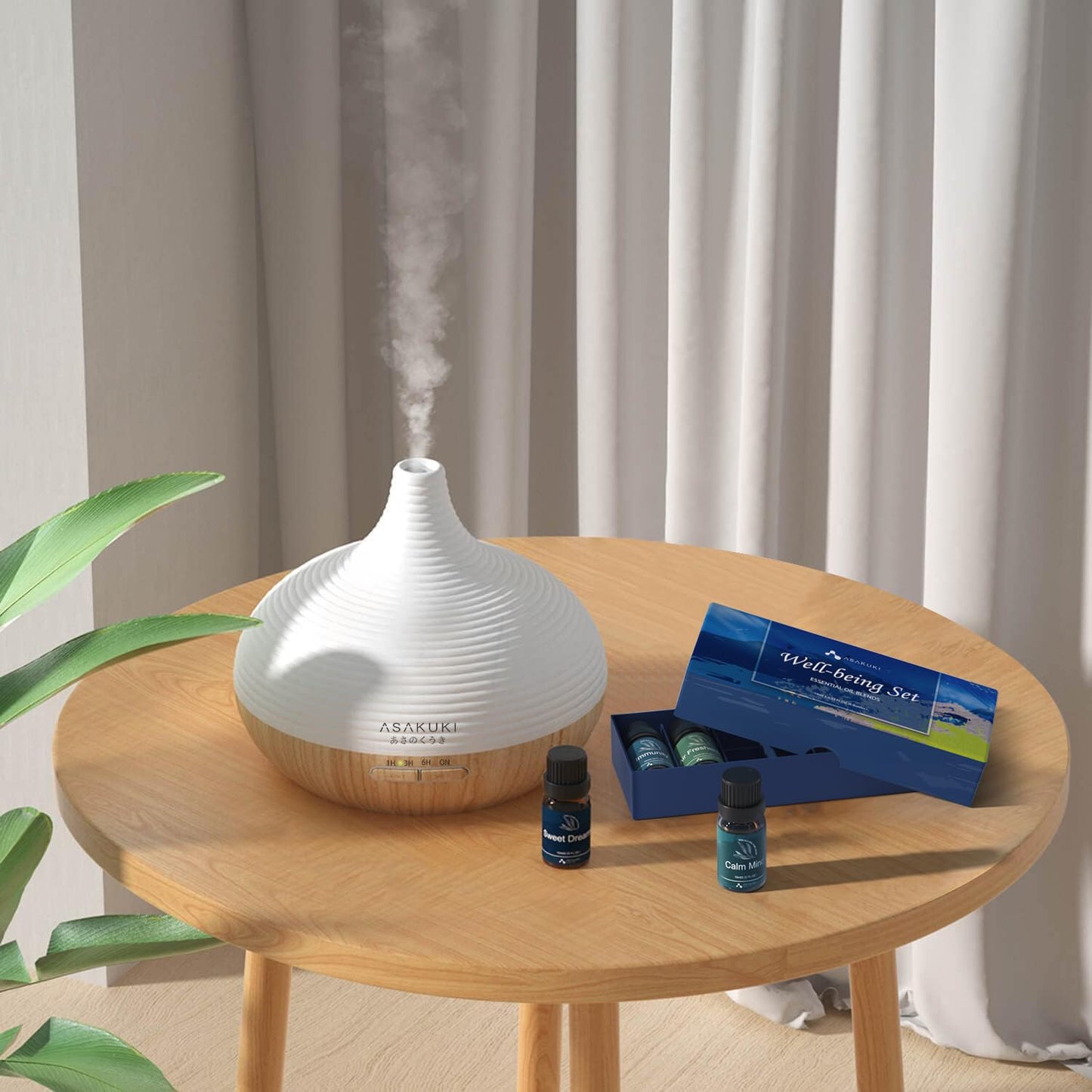 ASAKUKI Essential Oil Blends – Diffuser Oils for Home Well-Being Kit (Calm Mind, Sweet Dreams, Happy, Relax, Immunity) 6x10ml