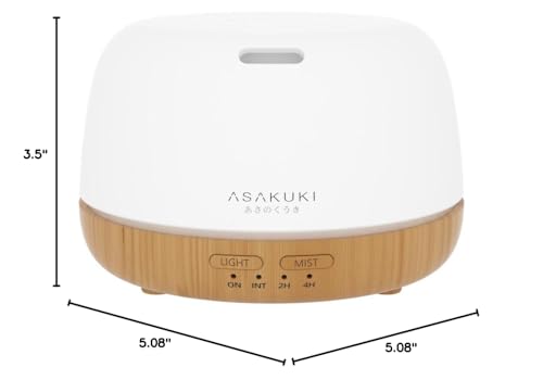 ASAKUKI 300ml Essential Oil Diffuser – Ultrasonic Humidifier with 7 Color Lights and 2 Mist Modes