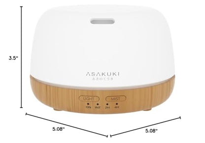 ASAKUKI 300ml Essential Oil Diffuser – Ultrasonic Humidifier with 7 Color Lights and 2 Mist Modes