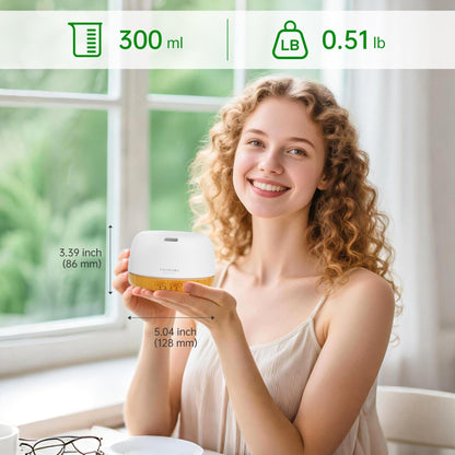 ASAKUKI 300ml Essential Oil Diffuser – Ultrasonic Humidifier with 7 Color Lights and 2 Mist Modes