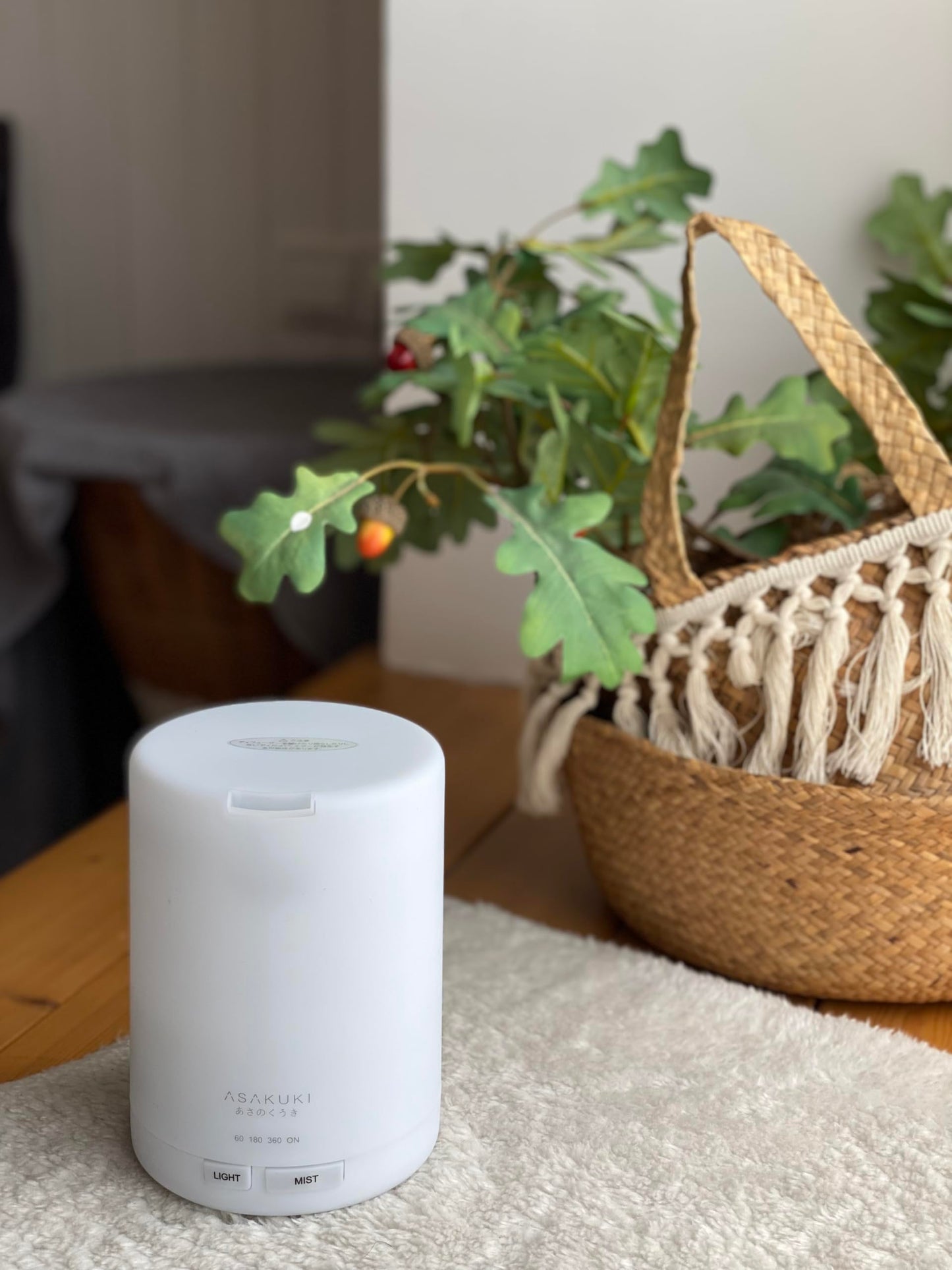 ASAKUKI Essential Oil Diffuser – 5-in-1 Quiet Humidifier (Pure White)