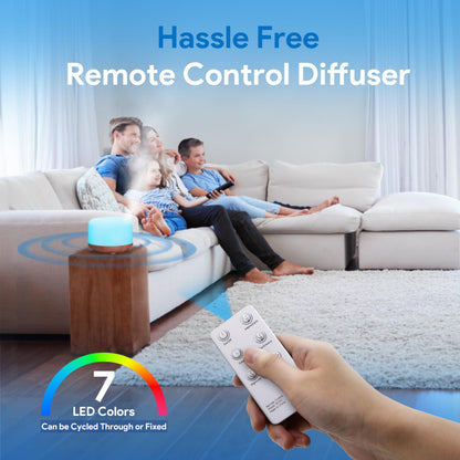 ASAKUKI 500ml Essential Oil Diffuser | Ultrasonic Humidifier with Remote & 7 LED Colors