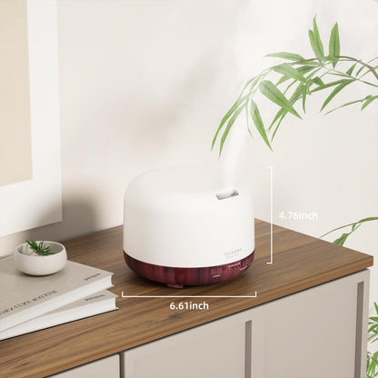 ASAKUKI 500ml Essential Oil Diffuser – Reddish-Brown, 7-Color LED, Auto-Off