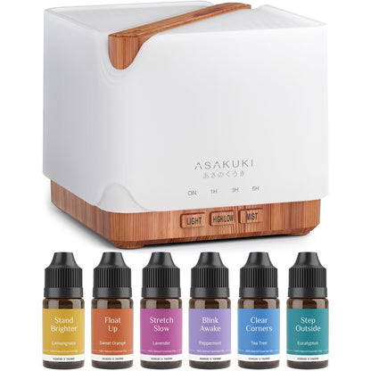 ASAKUKI Essential Oil Diffuser 700ml – Ultrasonic Humidifier with Top 6 Oils, 7 LED Colors, Timer & Auto-Off | Large Room Diffuser
