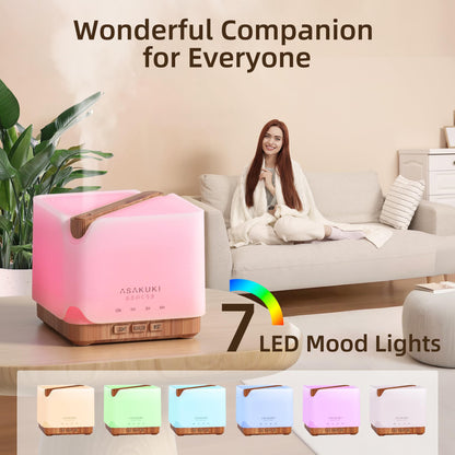 ASAKUKI 700 ml Premium Essential Oil Diffuser 5-in-1 Ultrasonic Humidifier