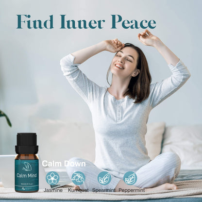 ASAKUKI Essential Oil Blends – Diffuser Oils for Home Well-Being Kit (Calm Mind, Sweet Dreams, Happy, Relax, Immunity) 6x10ml