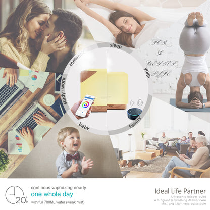 ASAKUKI Smart WiFi Essential Oil Diffuser – 700ml, Alexa & Google Home