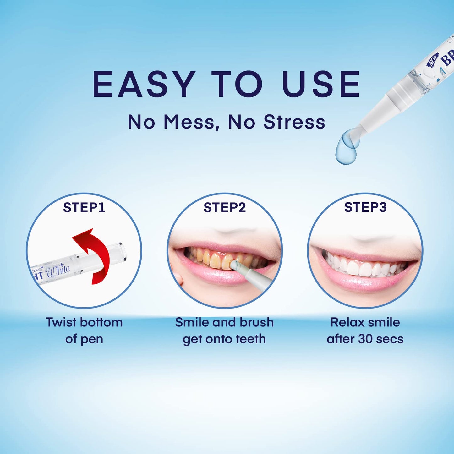 AsaVea Smile Teeth Whitening Pen - 4 Pens, 40+ Uses, No Sensitivity