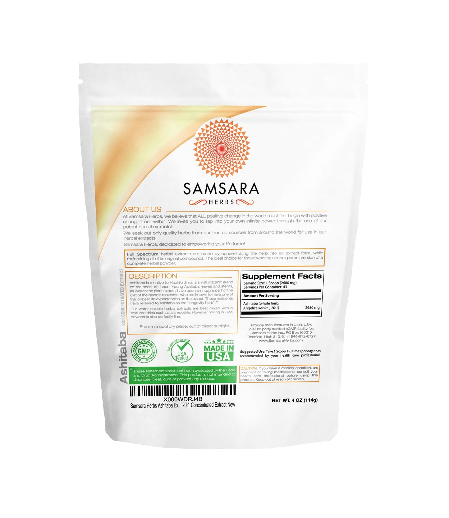 Samsara Herbs Ashitaba Extract Powder 20:1 Concentrated (4oz/114g) – Non-GMO