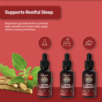 GREENPULSE Ashwa Harmony – Adaptogenic Ashwagandha, GABA & Magnesium Glycinate | 4 fl oz