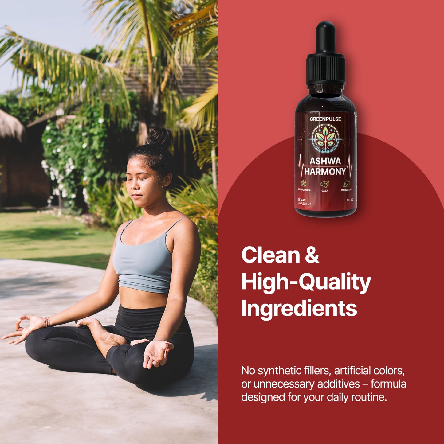 GREENPULSE Ashwa Harmony – Adaptogenic Ashwagandha, GABA & Magnesium Glycinate | 4 fl oz