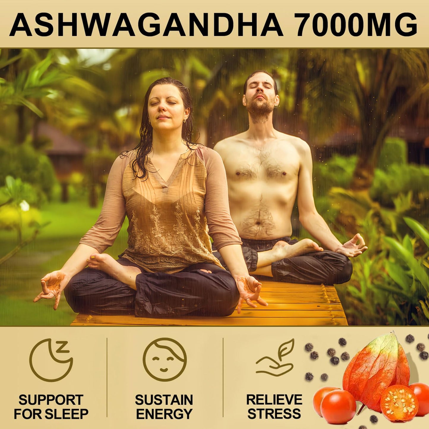 7000mg Ashwagandha 20:1 Extract Capsules – 120ct, Black Pepper, Non-GMO