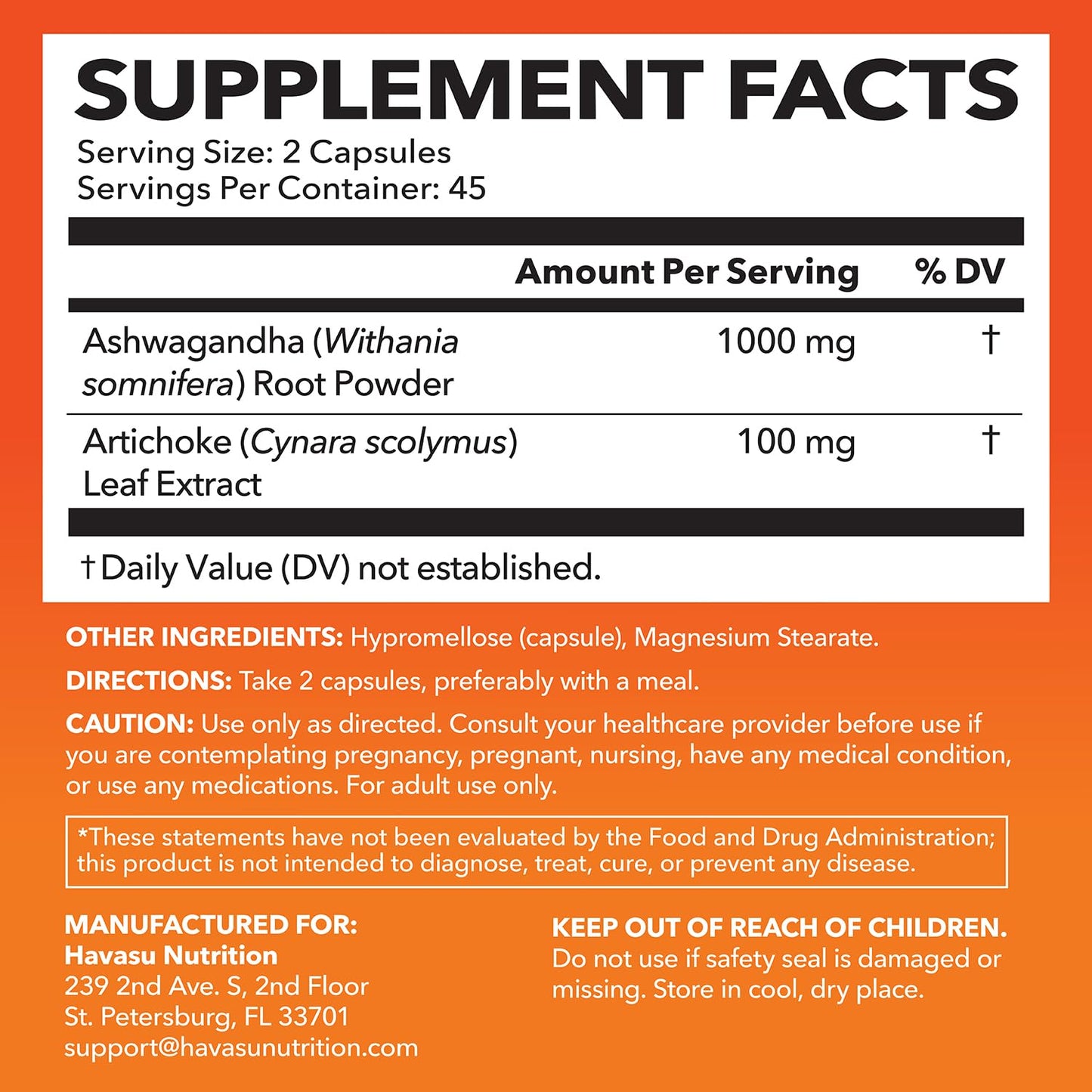 Ashwagandha 1000mg with Artichoke - Stress, Mood & Energy Support | 90 Vegan Capsules