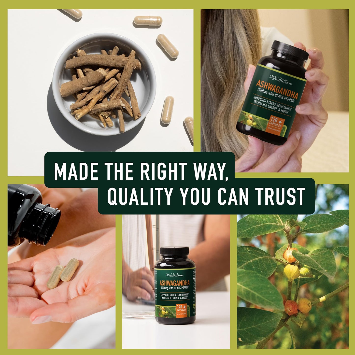 Ashwagandha 1300mg | Stress Resistance & Energy Boost | 120ct Non-GMO