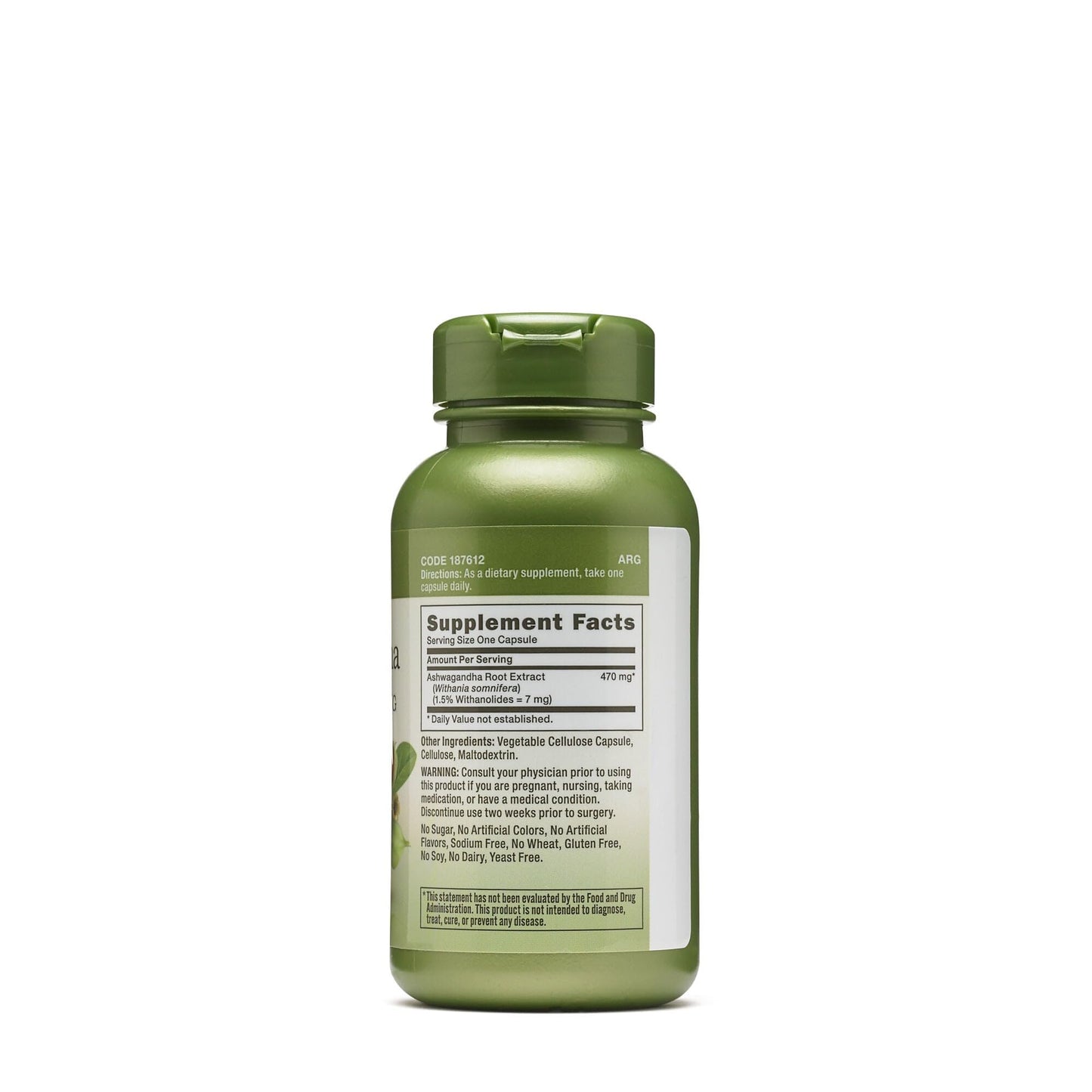 GNC Herbal Plus Ashwagandha Extract 470mg - Vegetarian, 100 Servings