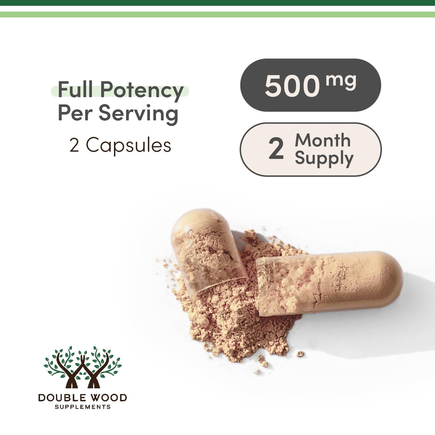Ashwagandha Capsules 120 Count (500mg 20:1) Adaptogen | Double Wood